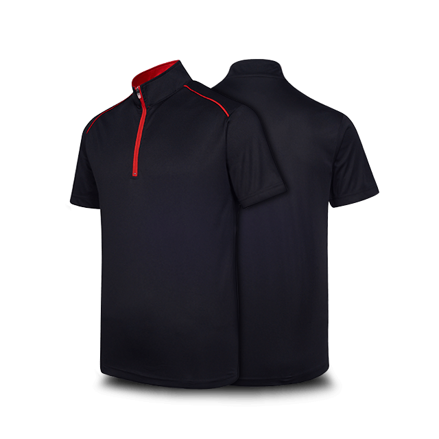 "Oriental" Zip Up Collar Polo T-Shirt-2802
