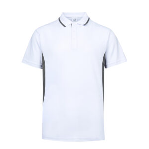 Beam Polo T-Shirt (Unisex) _ Dark Grey + White
