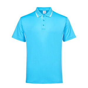 Beam Polo T-Shirt (Unisex) _ Light Blue + White